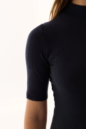 Lacivert Balıkçı Yaka Kaşmir 3/4 Kollu Bluz