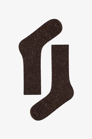 Kahverengi Erkek Ribbed Soket Çorap