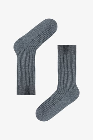 Koyu Gri Erkek Ribbed Soket Çorap