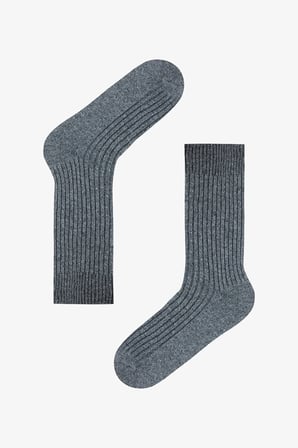 Koyu Gri Erkek Ribbed Soket Çorap