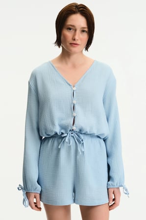 Pastel Mavi Lessi Şort