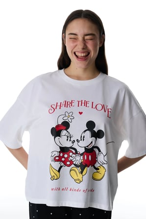 Optik Beyaz Lic Share The Love Pamuklu Pantolon Pijama Takımı