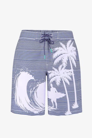 Erkek Lacivert Surf Revival Çizgili Şort