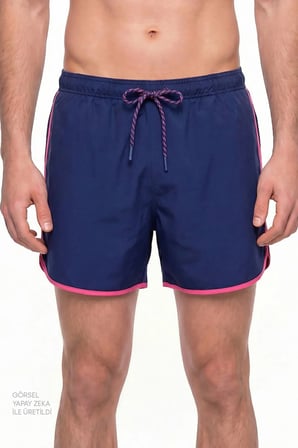 Erkek Lacivert Pink Binding Şort