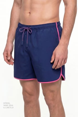 Erkek Lacivert Pink Binding Şort