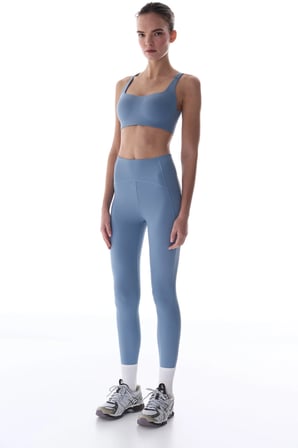 Mavi Stretch360 Orta Destek Çapraz Sırt Detaylı Kaydırmaz Askılı Cross Back Spor Sütyeni
