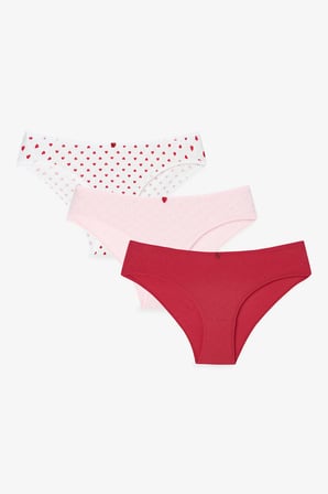 Renkli Hearts 3'lü Pamuklu Pointel Slip Külot
