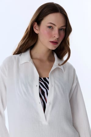 Beyaz Bia Uzun Kollu Kaftan