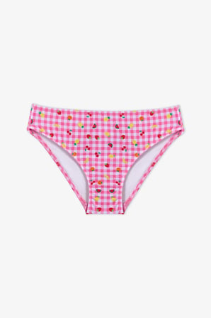 Kız Çocuk Pembe Picnic Üçgen Meyve Desenli Bikini Takımı