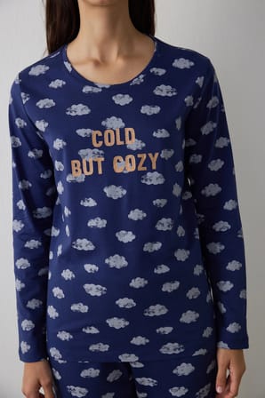 Lacivert Cloudy Night Pantolon Pijama Takımı