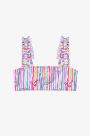 Kız Çocuk Ribbon Bandeau Kurdela Desenli Bikini Takımı