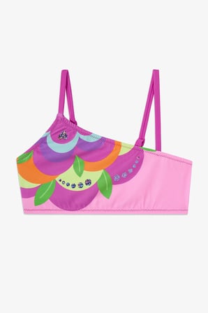 Pembe Kız Çocuk Flower Tek Omuz Bikini Takımı