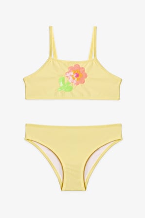 Kız Çocuk Sarı Sequin Halter Bikini Takımı