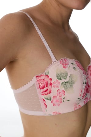 Açık Pembe Lotus Straplez Floral Balenli Sütyen