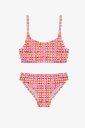 Kız Çocuk Pembe Vicky Halter Pötikare Desenli Bikini Takımı