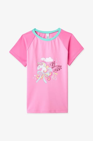 Kız Çocuk Açık Pembe Dream Unicorn Kısa Kollu Bikini Üstü