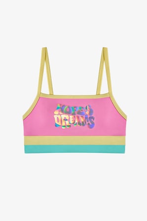 Kız Çocuk Açık Pembe Beauty Halter Hologram Desenli Bikini Takımı