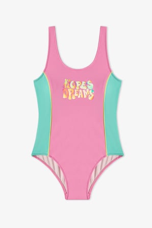 Kız Çocuk Açık Pembe Beauty Spor Hologram Desenli Mayo