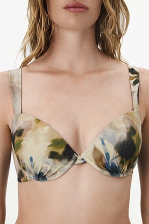 Zoe Cup Yaprak Desenli Simli Bikini Üstü