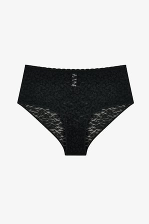 Siyah Easy Dantelli Çiçekli Yüksek Bel Slip Külot