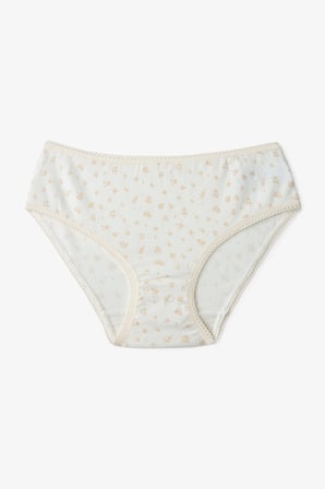 Kız Çocuk Ekru Ditsy Çiçekli 3'lü Slip Külot