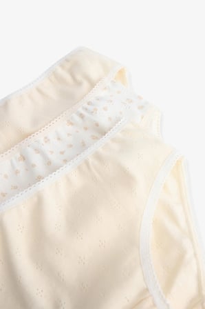 Kız Çocuk Ekru Ditsy Çiçekli 3'lü Slip Külot