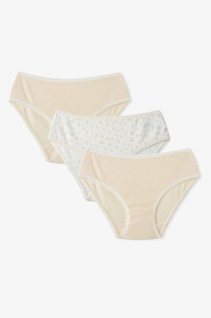 Kız Çocuk Ekru Ditsy Çiçekli 3'lü Slip Külot