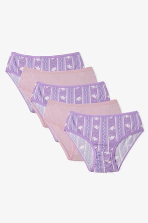 Kız Çocuk Pembe Sleepycorn Unicorn Desenli 5'li Slip Külot