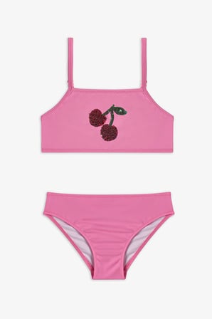 Kız Çocuk Açık Pembe Kiraz Halter Bikini Takımı