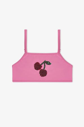 Kız Çocuk Açık Pembe Kiraz Halter Bikini Takımı