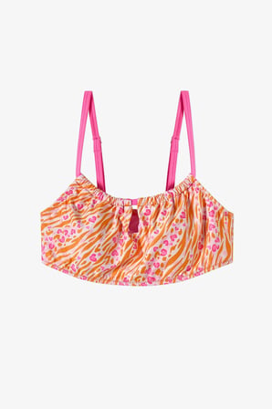 Kız Çocuk Pembe Safari Halter Leopar Desenli Bikini Takımı