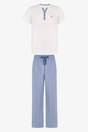 Erkek Soft Shore Çizgili Kısa Kollu Pijama Takımı
