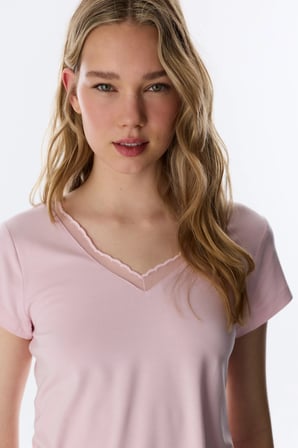 Pembe Margot Solid Tişört Pijama Üstü