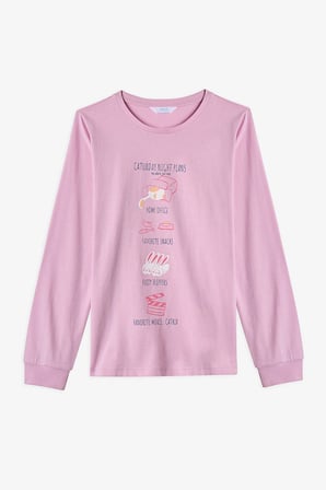 Pembe Kız Çocuk Caturday Night Uzun Kollu Pamuklu 2'li Pijama Takımı