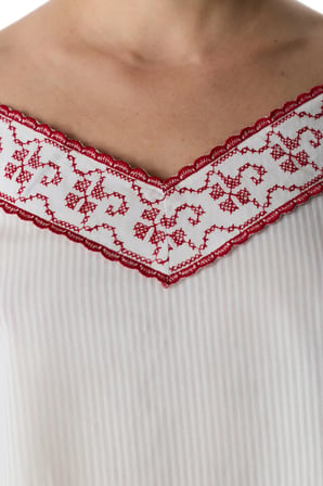 Kırık Beyaz Magnifique Pamuklu Atlet Pijama Üstü