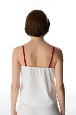 Kırık Beyaz Magnifique Pamuklu Atlet Pijama Üstü