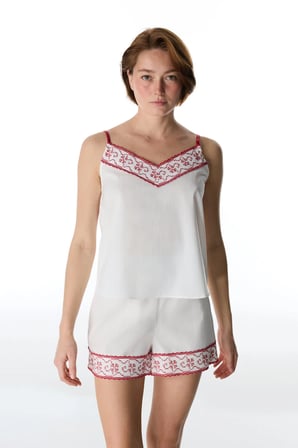 Kırık Beyaz Magnifique Pamuklu Şort Pijama Altı