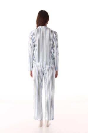 Gri Cool Çizgili Gömlek Uzun Kollu Pijama Takımı