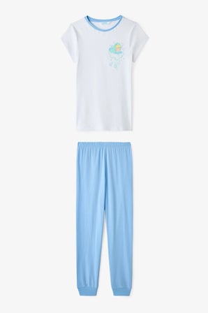 Erkek Çocuk Mavi Çizgili Space Kısa Kollu 2'li Pijama Takımı