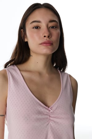 Pembe Blossom Pointel Atlet Pijama Üstü