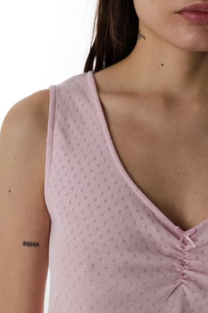 Pembe Blossom Pointel Atlet Pijama Üstü