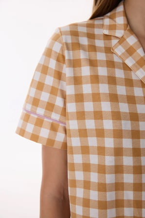 Tarçin Picnic Mood Gömlek Pötikare Desenli Kısa Kollu Pijama Takımı
