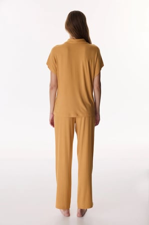 Tarçın Margot Solid Rib Pantolon Pijama Takımı