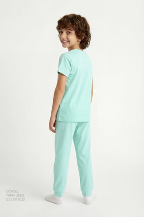 Lacivert Erkek Çocuk Cosmic Nap Pamuklu 2'li Pijama Takımı