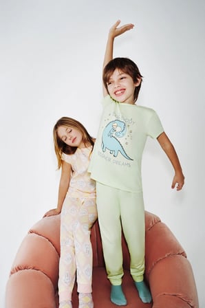 Kız Çocuk Pembe Sevimli Dog Kısa Kollu 2'li Pijama Takımı
