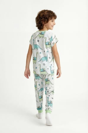 Erkek Çocuk Yeşil Sleepasaurus Kısa Kollu 2'li Pijama Takımı