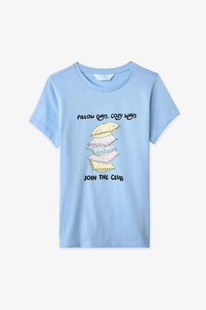 Mavi Kız Çocuk Pillow Pamuklu Pijama Takımı