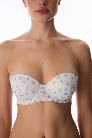 Kırık Beyaz Pop Up Destekli Floral Lace Dantel Sütyen