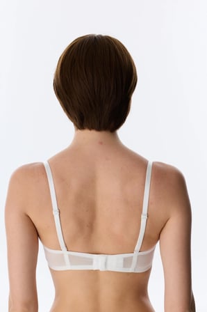 Kırık Beyaz Lotus Straplez Broderie Balenli Sütyen