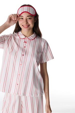 Kırmızı Rosy Stripes Uyku Gözlügü
